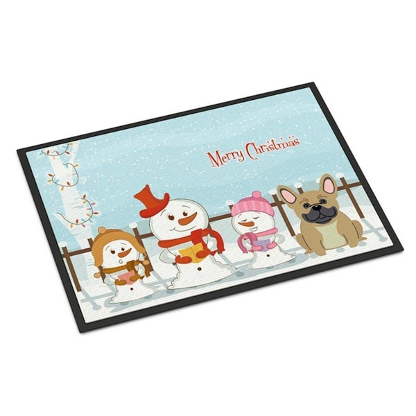 Carolines Treasures Merry Christmas Carolers French Bulldog Cream Indoor or Outdoor Mat, 24 x 0.25 x 36 in. BB2341JMAT - main
